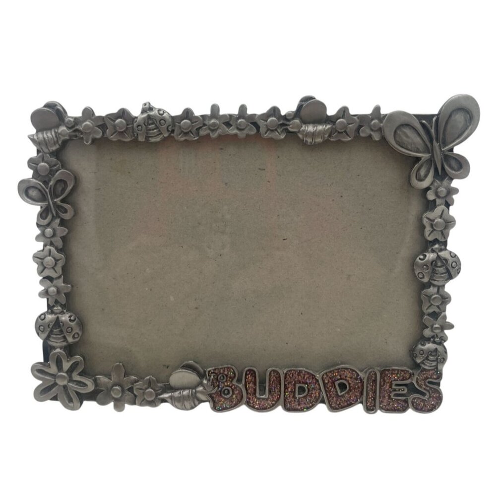 Vintage Buddies Metallic Picture Frame with Butterfly & Ladybug Accents